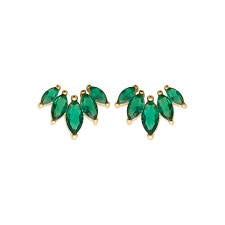 Burren 18ct Gold Plated 5 Points To Love Green Earrings