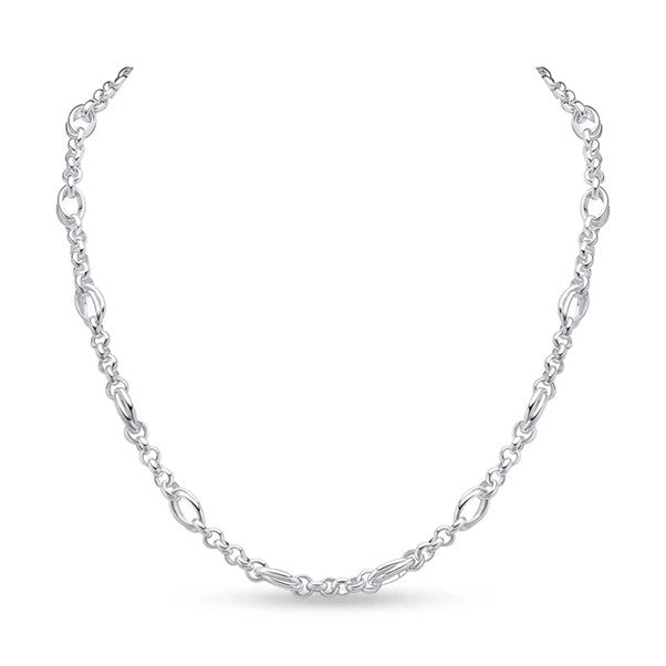 Sterling Silver Belcher & Oval Twist Link Necklet