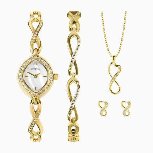 Ladies Rolled Gold Sekonda 4 Piece Set With Bracelet, Pendant& Earrings