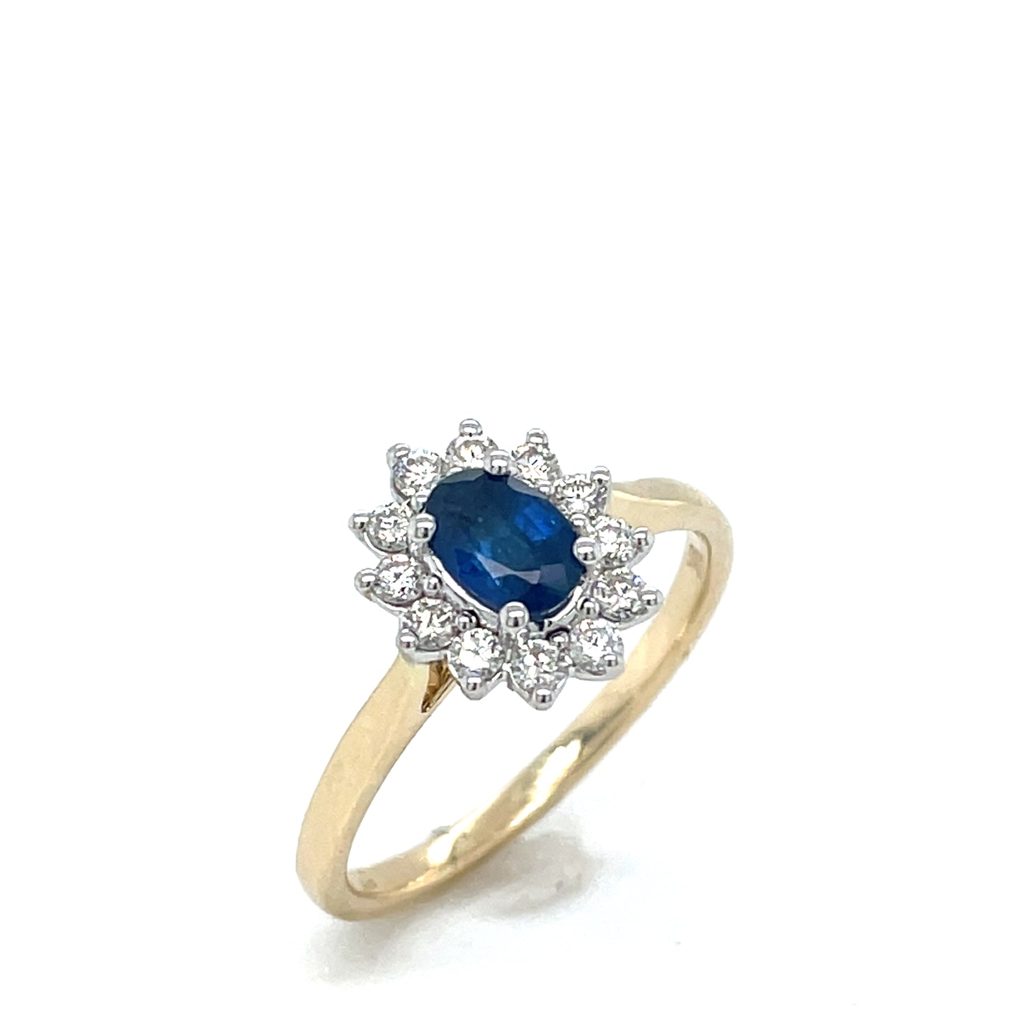 9ct Oval Sapphire & Diamond Cluster Ring .30ct