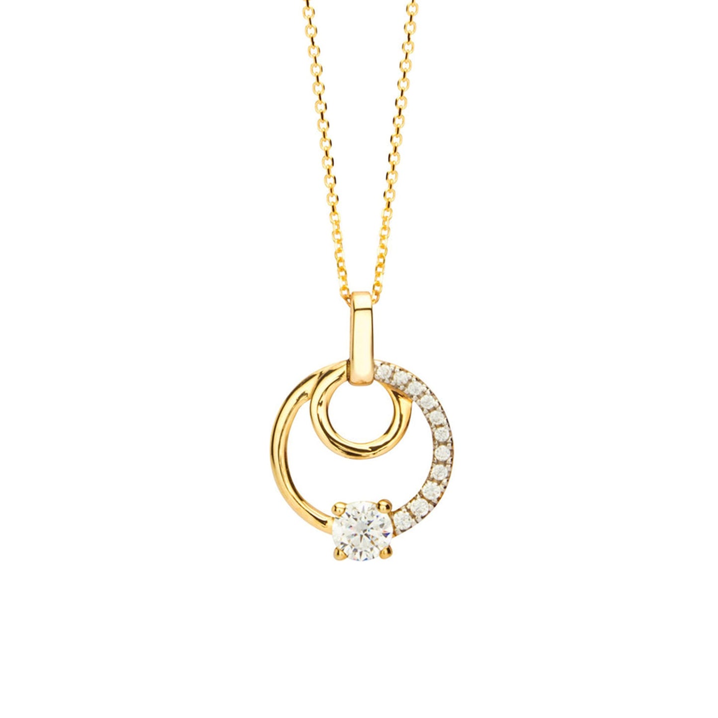 9ct Cubic Ziroconia Open Circle Swirl Pendant