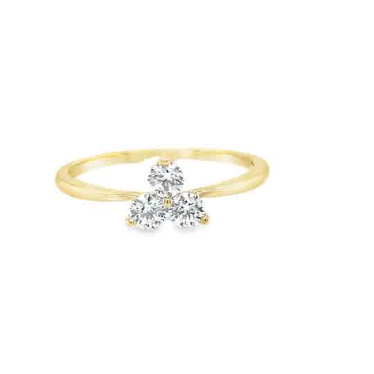 9ct Cubic Zirconia 3 Stone Flower Ring