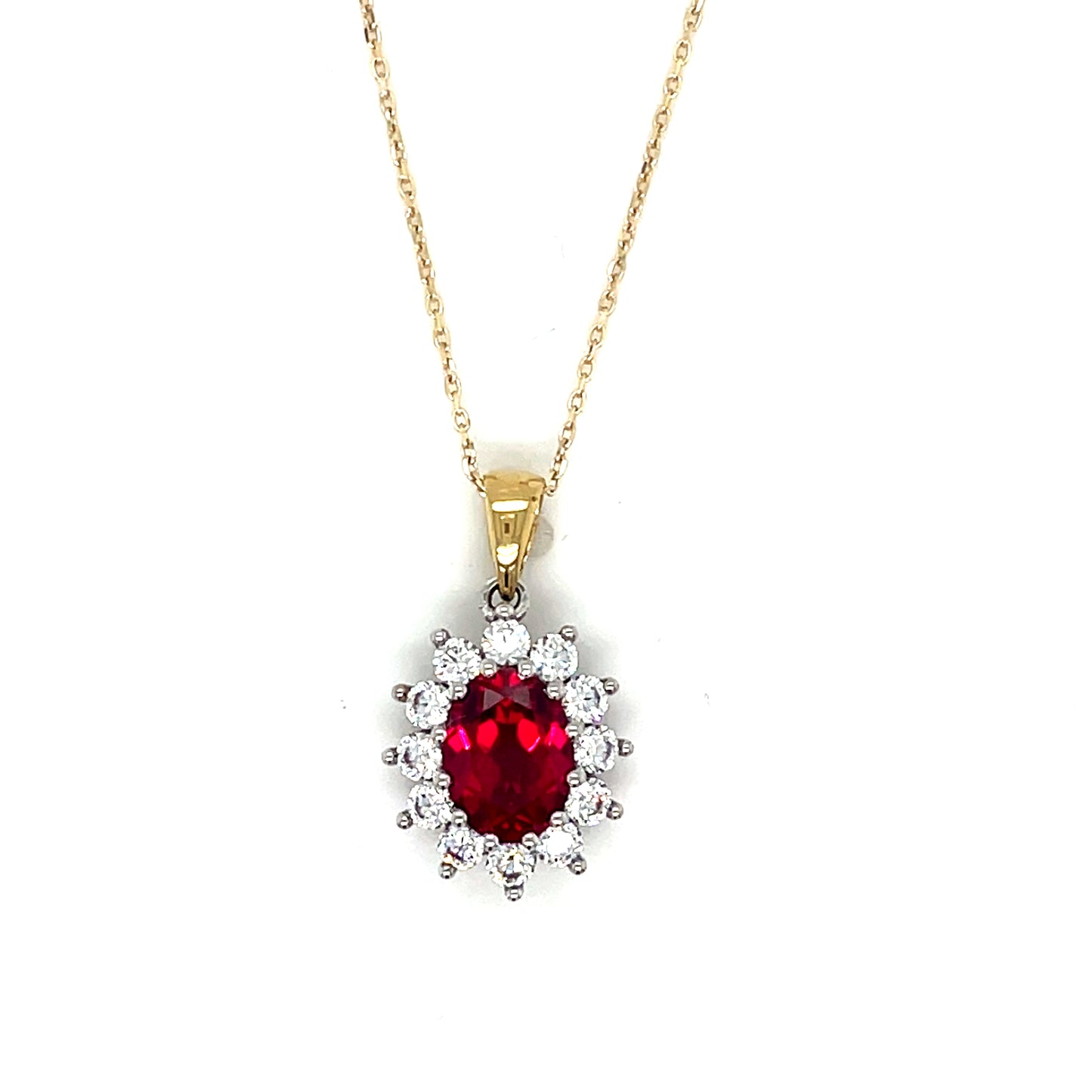 9ct Cubic Zirconia Oval Cluster Pendant