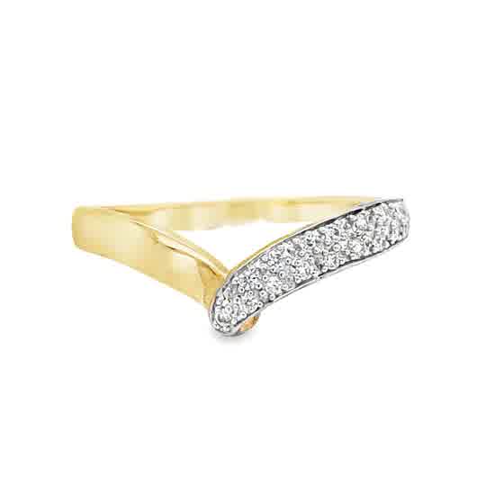 9ct Cubic Zirocnia Wish Bone Ring