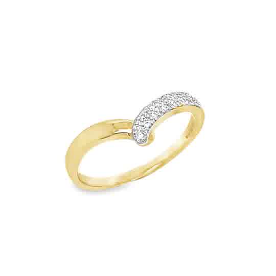 9ct Cubic Zirocnia Wish Bone Ring