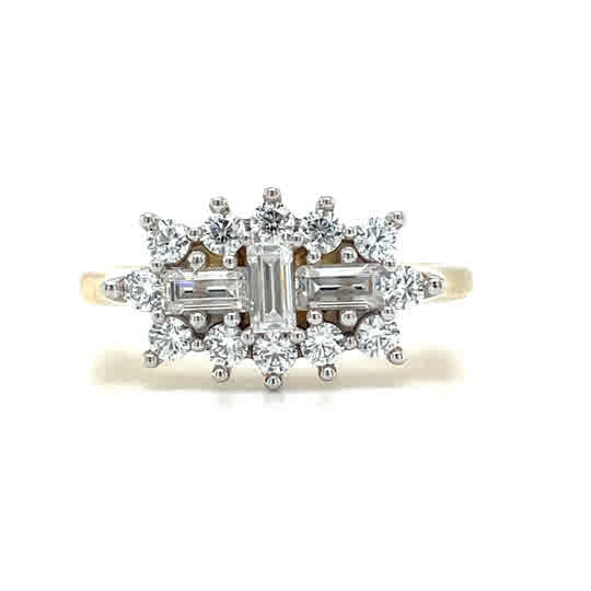 9ct Cubic Zirocnia Boat Cluster Ring