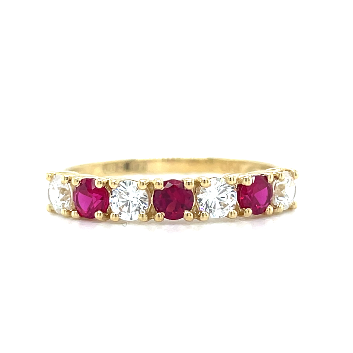 9ct Red & Cubic Zirconia 6 Stone Ring