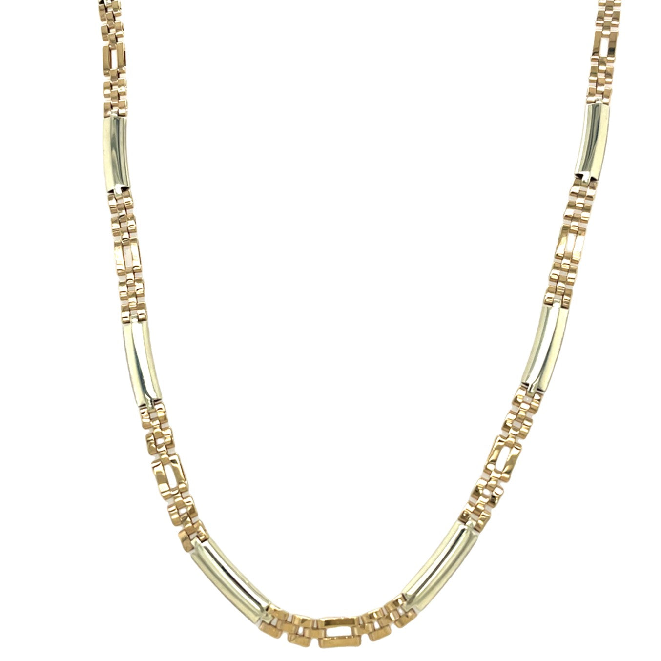 9ct Two Colour Bar Brick Link Necklet