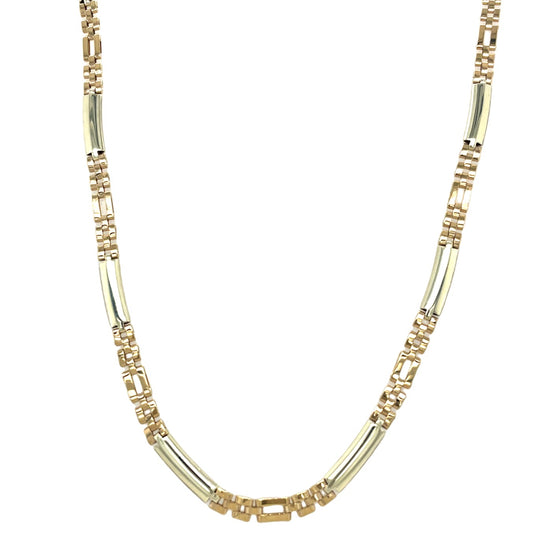 9ct Two Colour Bar Brick Link Necklet
