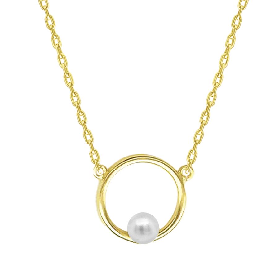 9ct 4mm Freshwater Pearl Open Circle Necklet