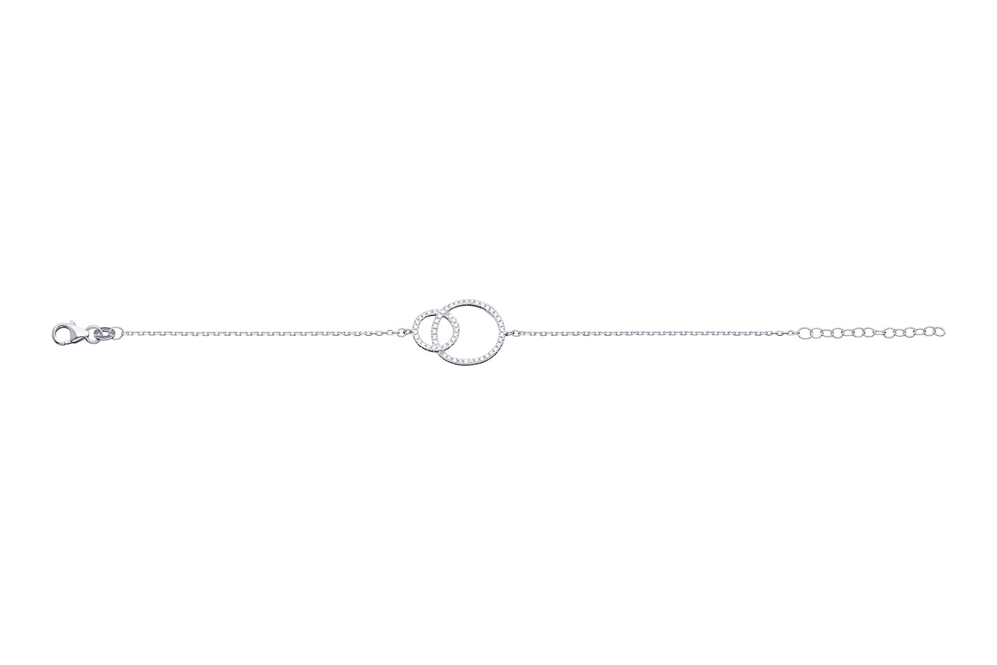 Sterling Silver Cubic Zirconia Open Circle Partnership Bracelet
