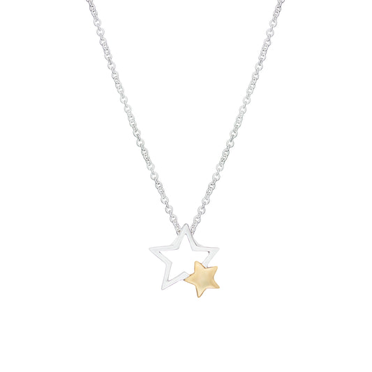Sterling Silver & Gold Plated Star Necklet