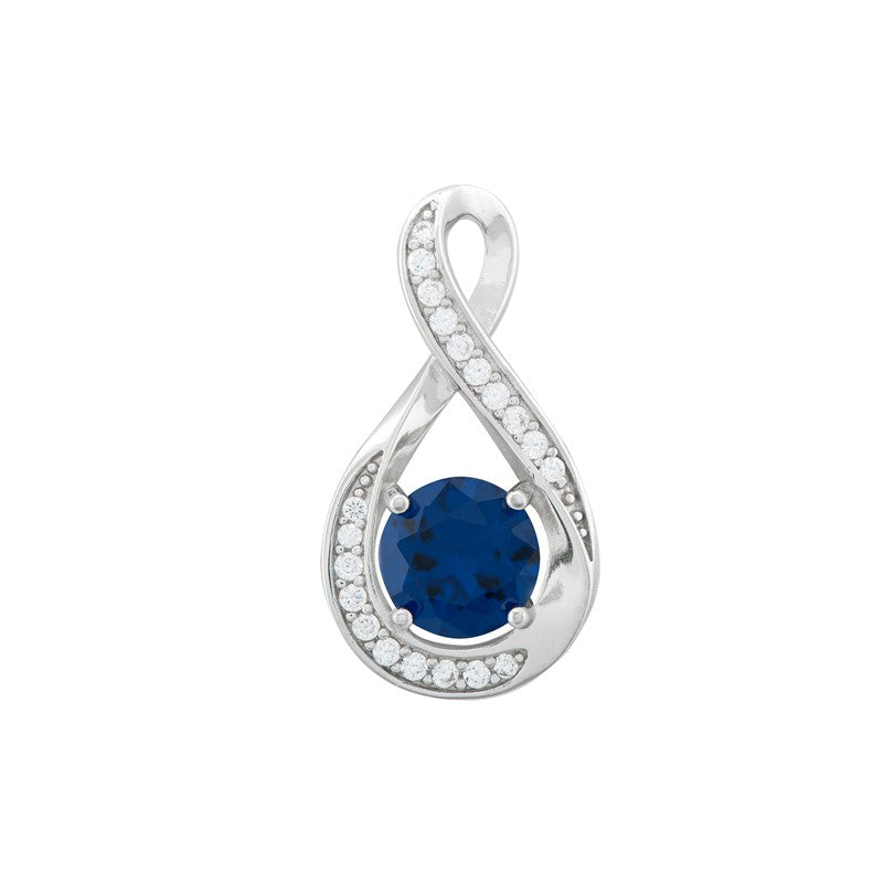 Sterling Silver CZ & Blue Infinityl Pendant