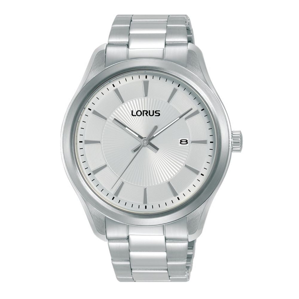 Gents Lorus Round White Dial Baton Watch
