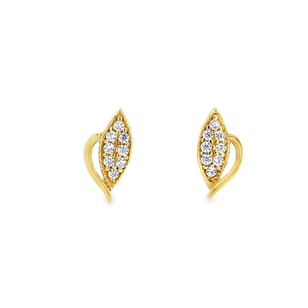 9ct Cubic Zirconia Leaf Stud Earrings