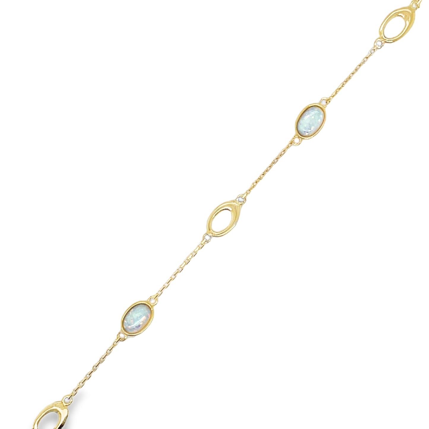 9ct Open Oval & Opal Link Bracelet