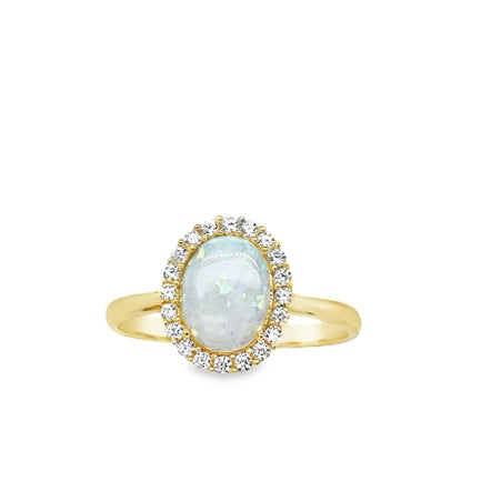 9ct Opal Ring With Cubic Zirconia Halo