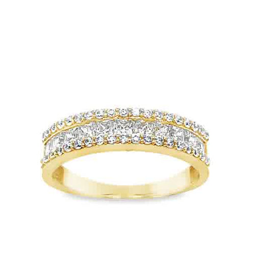 9ct Cubic Zirconia 3 Row Ring