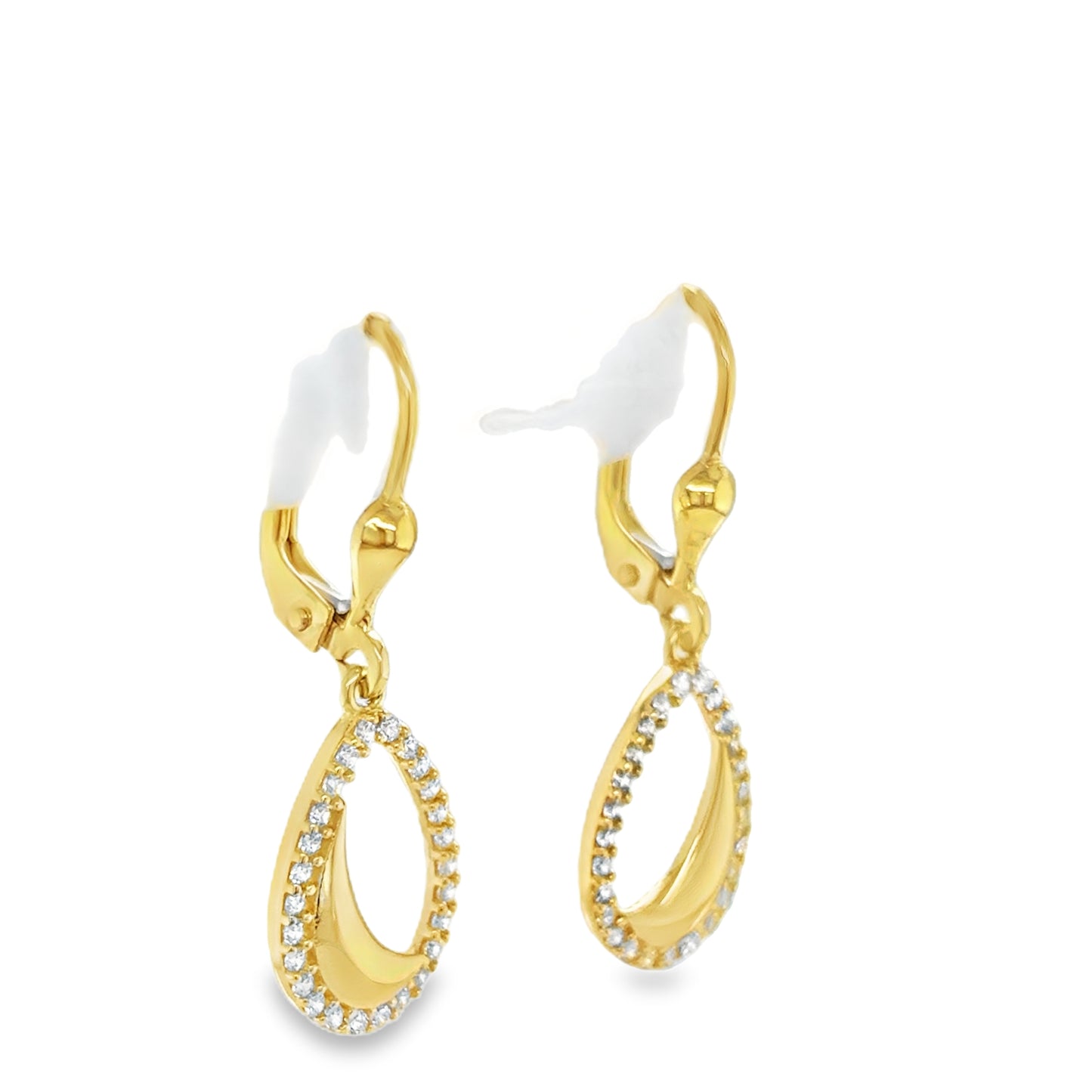 9ct Open Pear Shaped Cubic Zirconia Drop Earrings