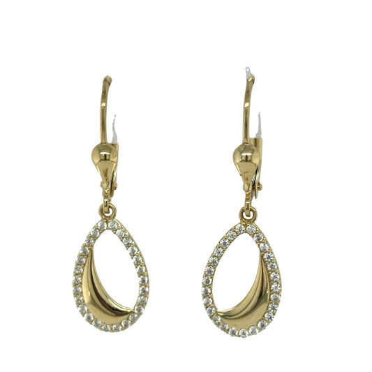 9ct Open Pear Shaped Cubic Zirconia Drop Earrings