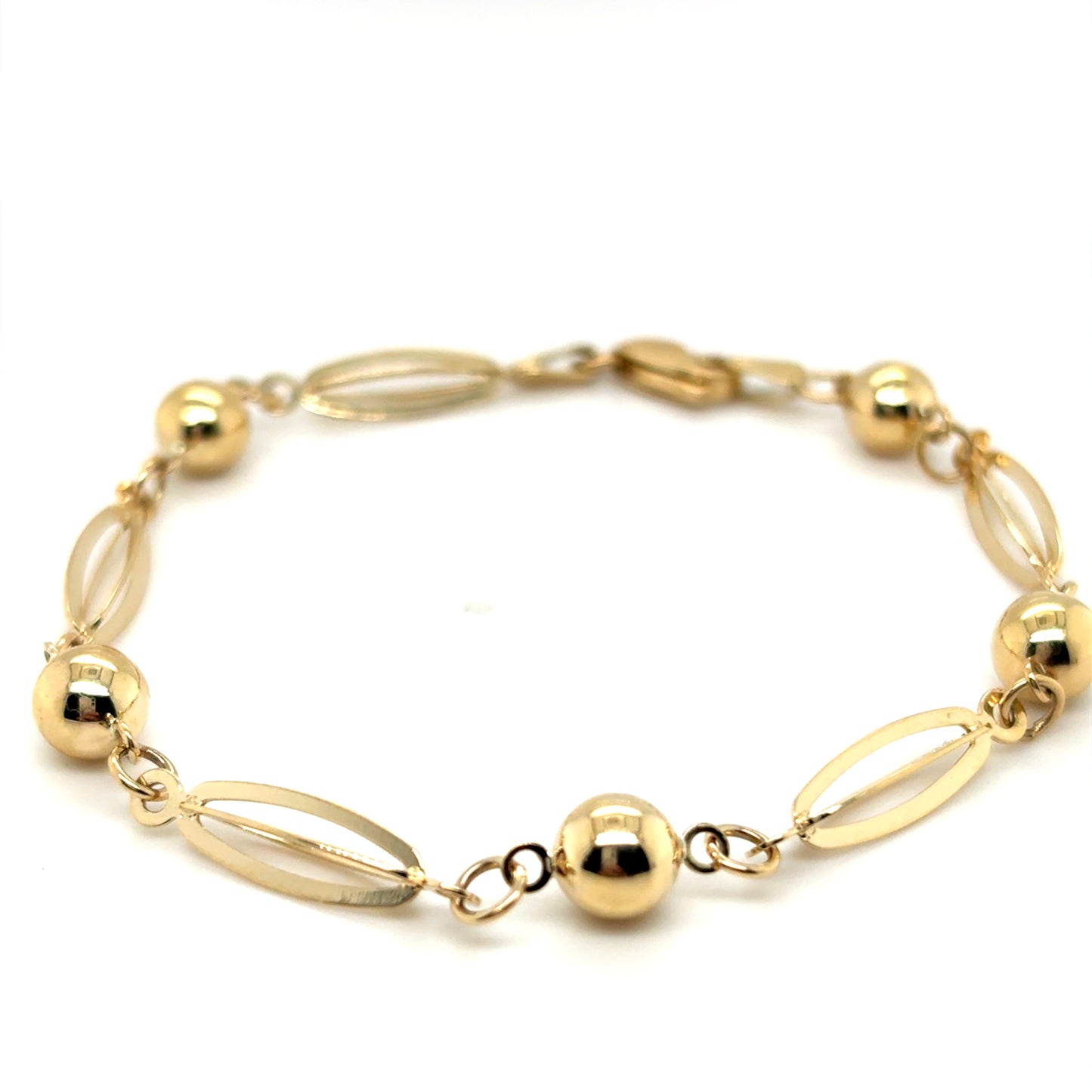 9ct Yellow Gold Ball and Open Link Bracelet