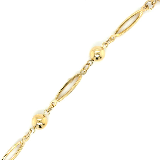 9ct Yellow Gold Ball and Open Link Bracelet