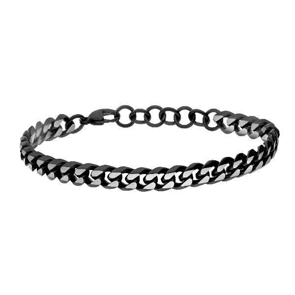 Gents Steelwear Stainless Steel and BLack Curb Bracelet