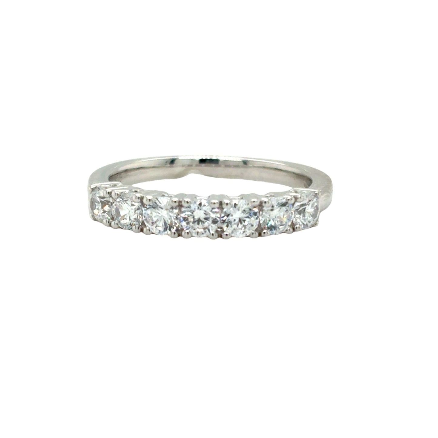 9ct White Gold Seven Stone Four Claw Round Brilliant CZ Eternity Ring