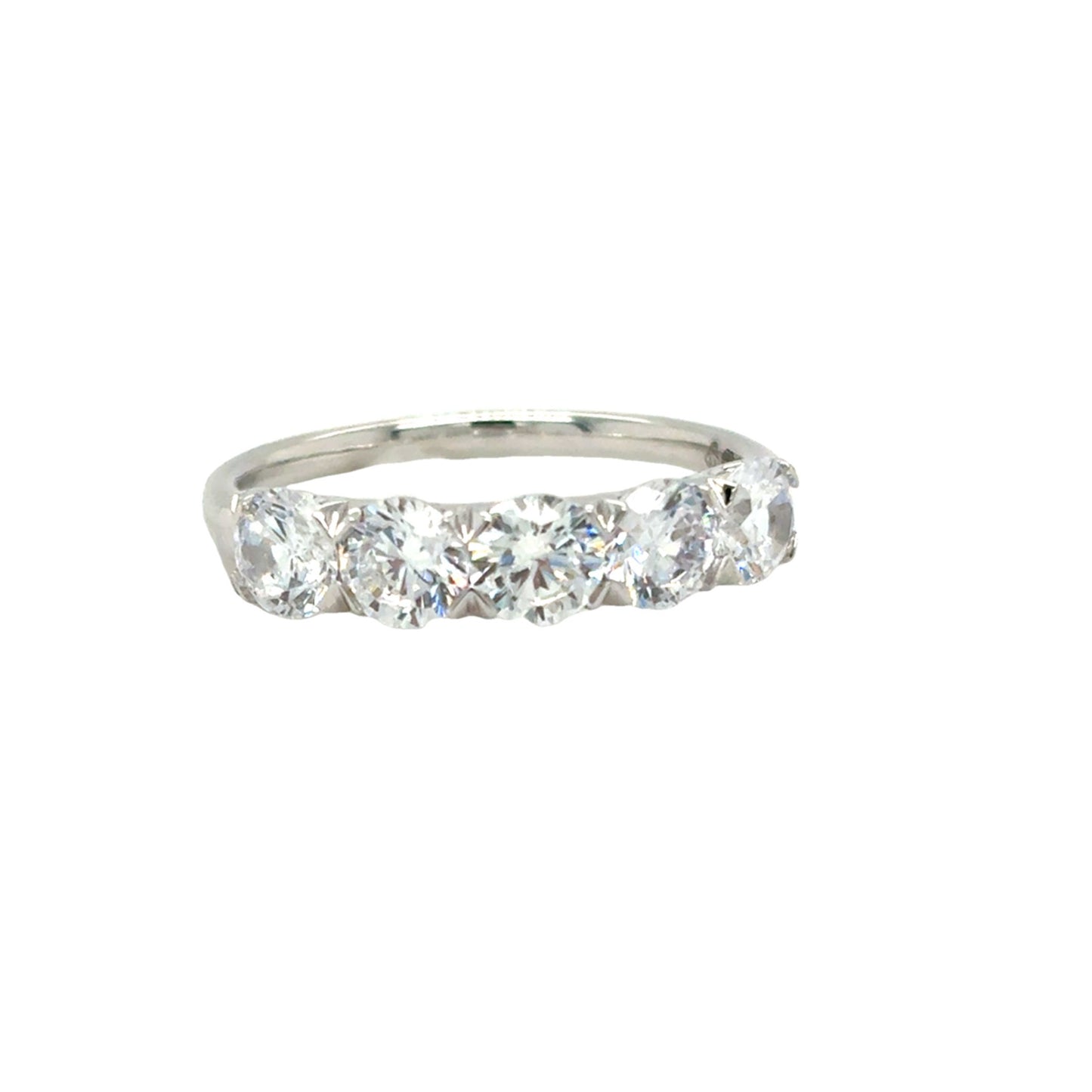 9ct White Gold Five Stone Claw Set CZ Eternity Ring
