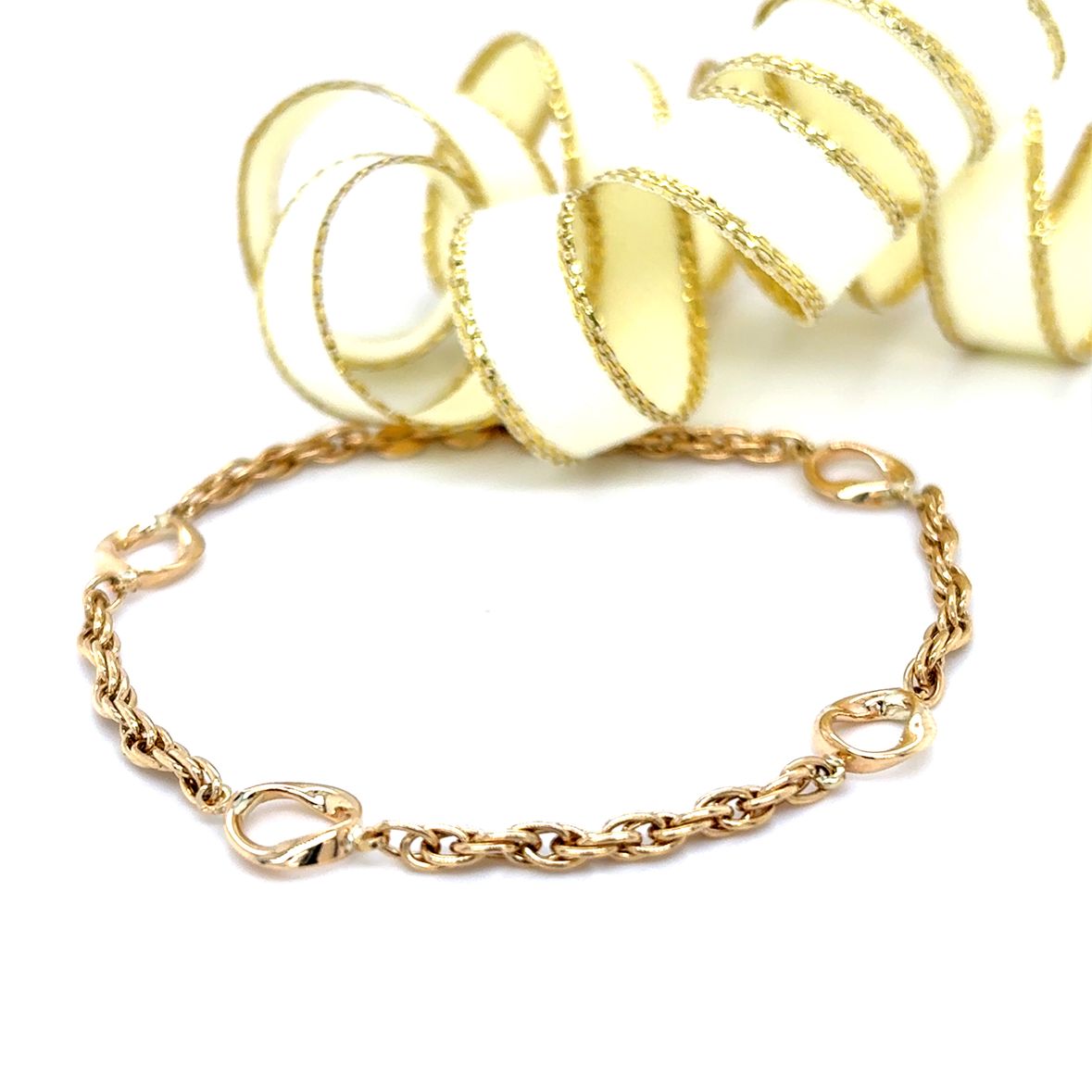 9ct Open Oval Twist Link Bracelet 4.2g 7'