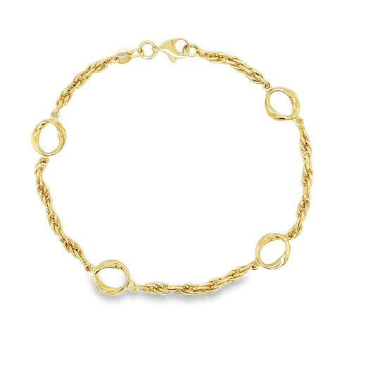 9ct Open Oval Twist Link Bracelet 4.2g 7'
