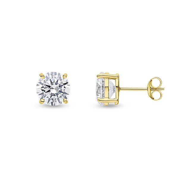 9ct Cubic Zirconia 8mm 4 Claw Stud Earrings