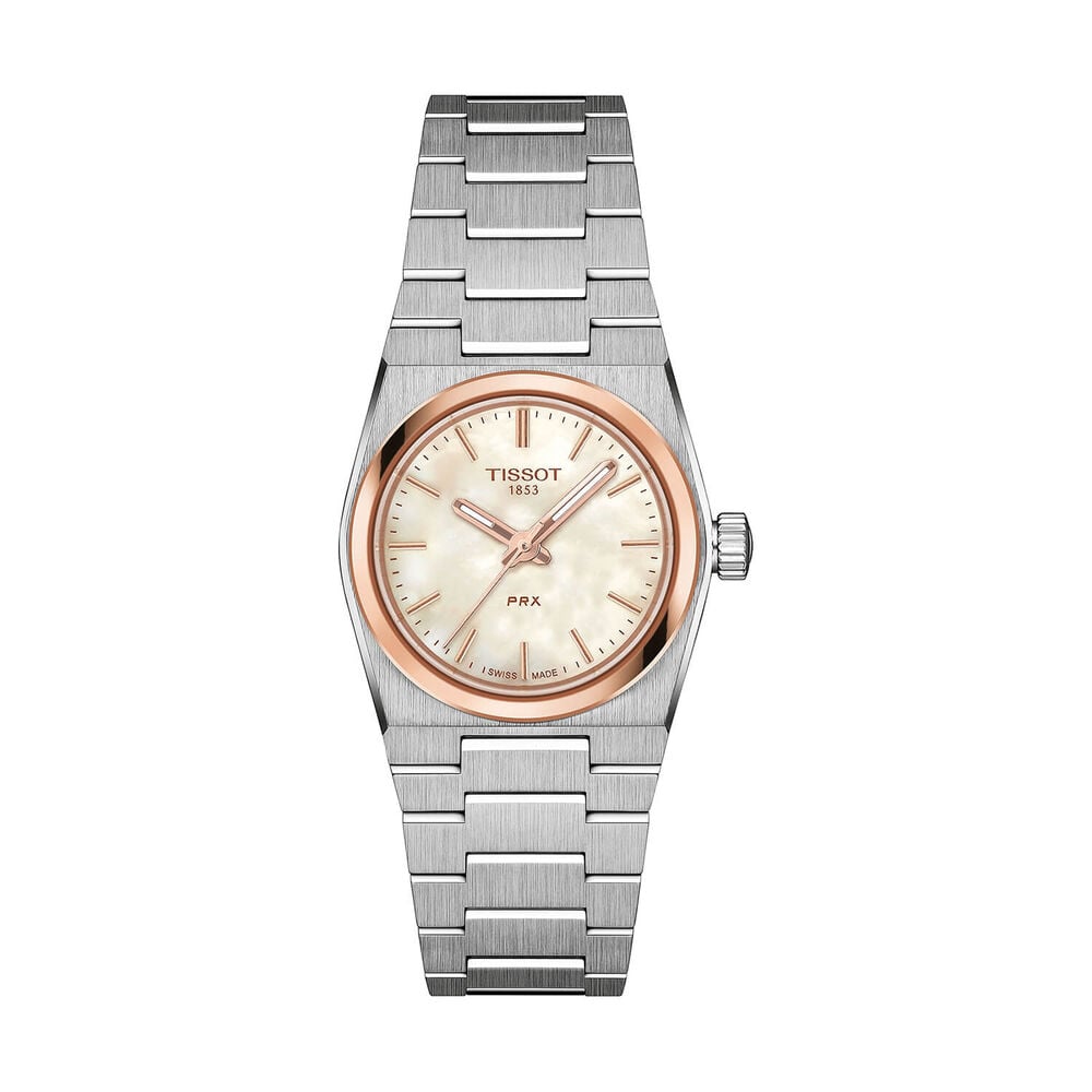 Ladies Tissot PRX Rose Bezel Mother of Pearl Dial