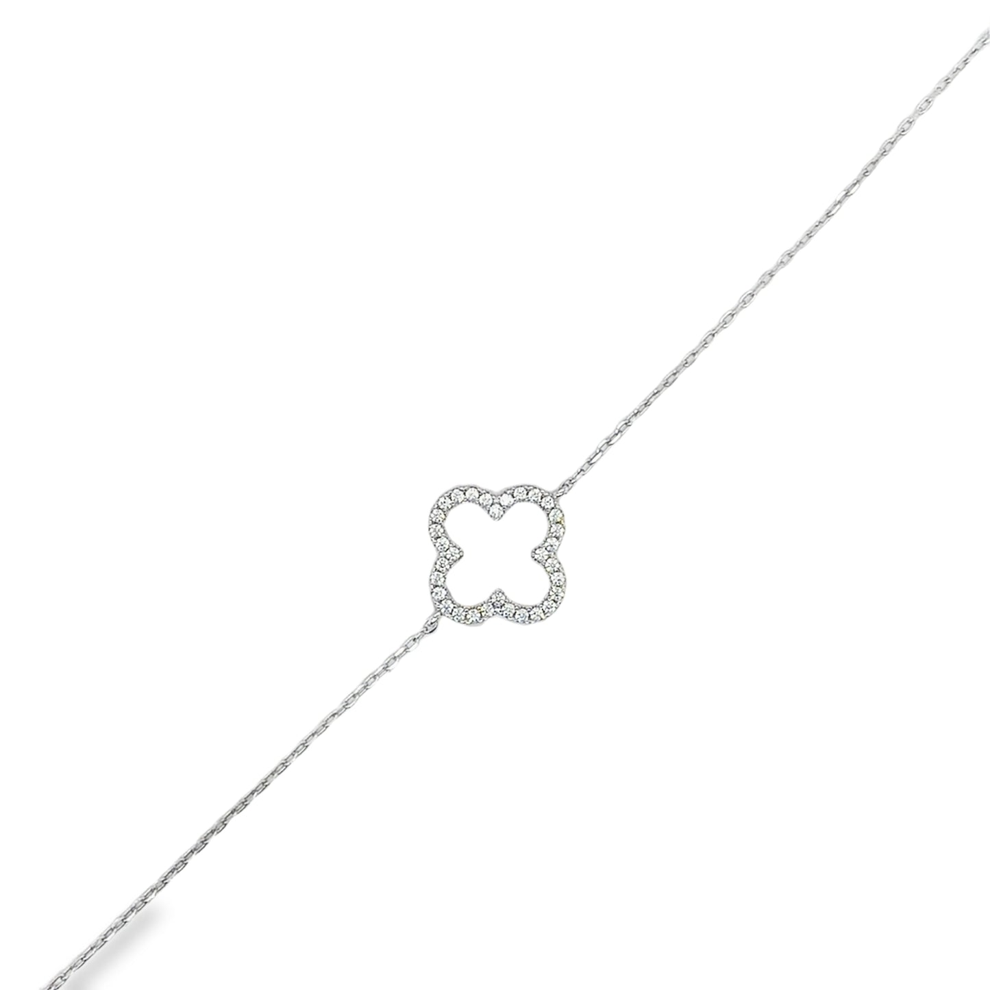 Sterling Silver Cubic Zirconia Clover Bracelet