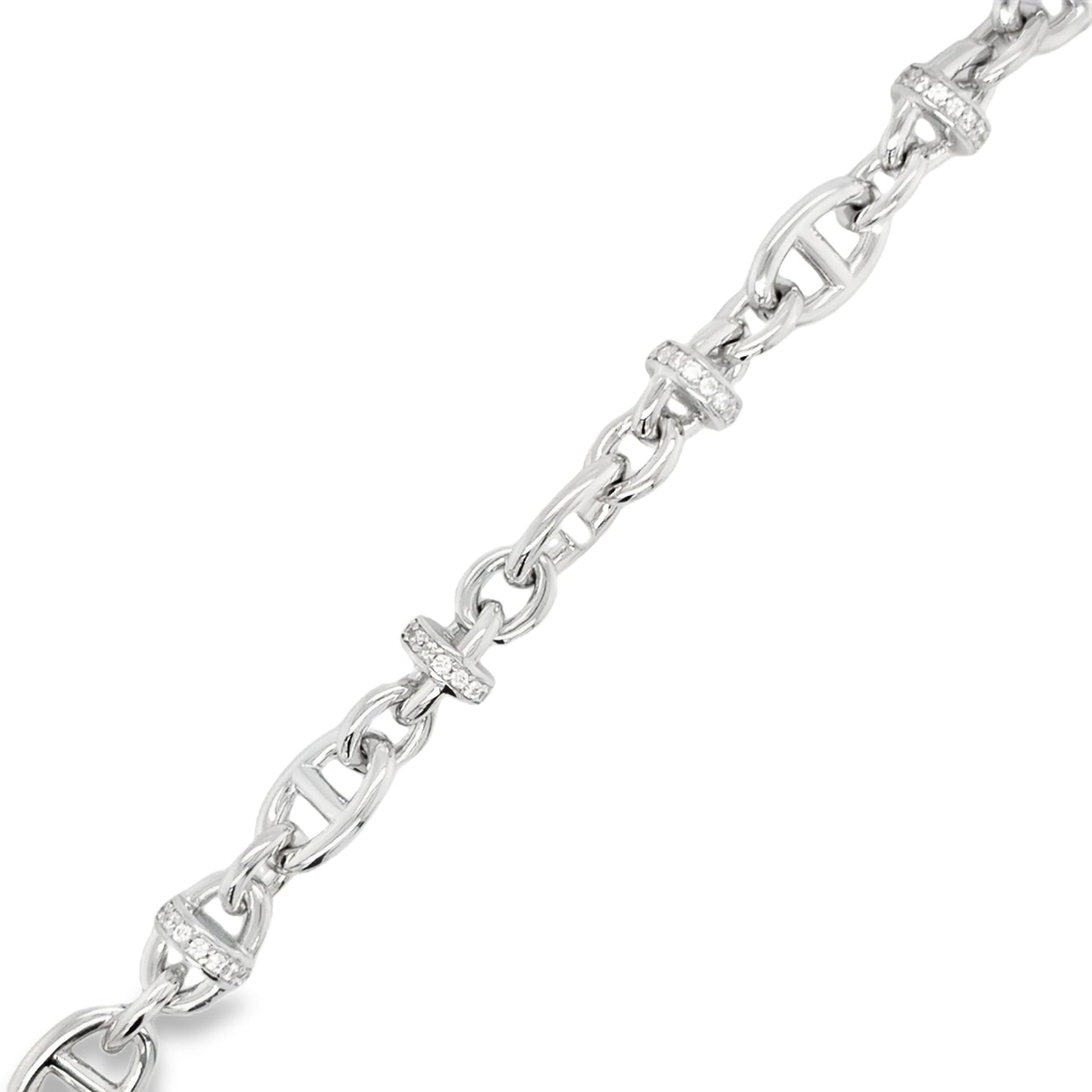 Sterling Silver Cubic Zirconia Anchor Link Bracelet