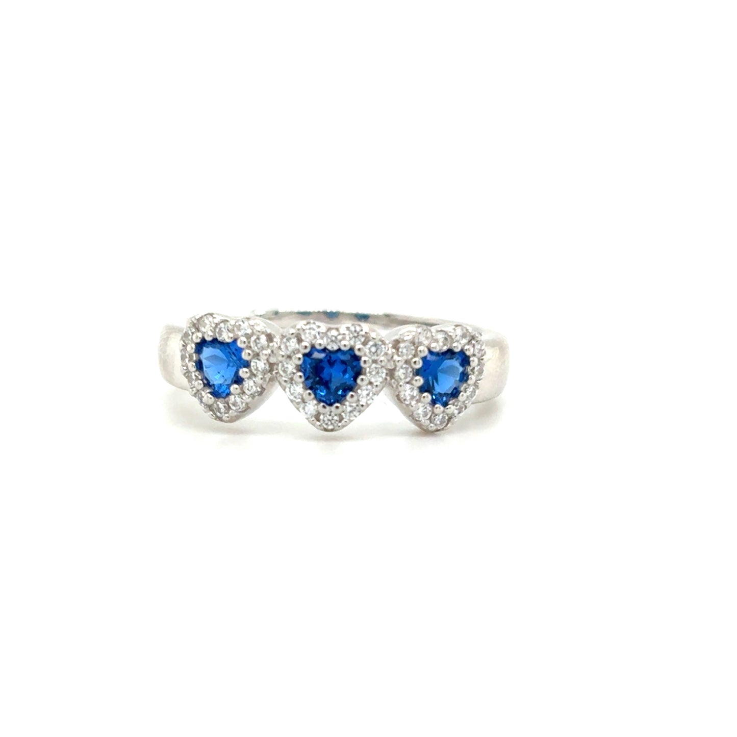 Sil Ring CZ/Bl Hrt Clus Exp