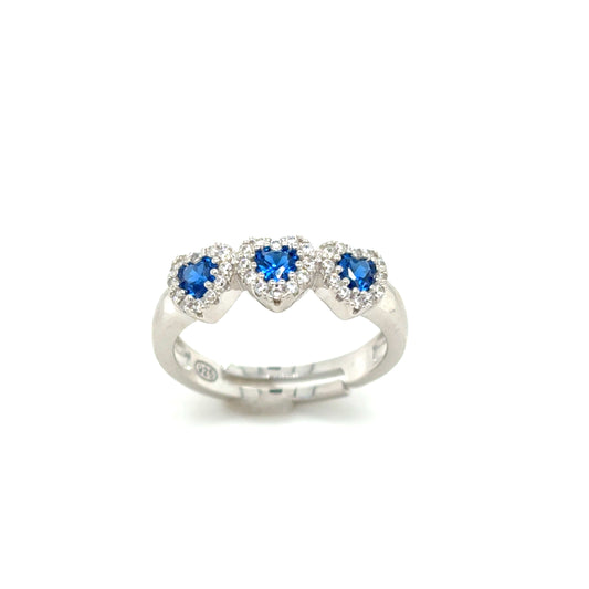 Sil Ring CZ/Bl Hrt Clus Exp