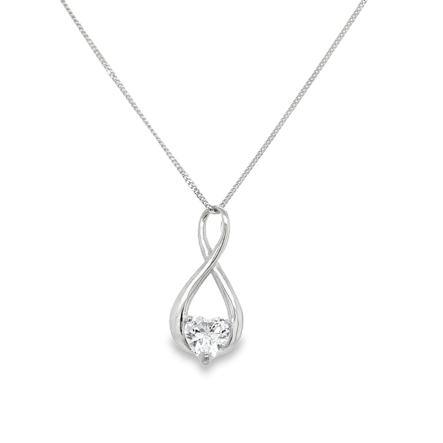 9ct White Gold Cubic Zirconia Heat Infinity Pendant