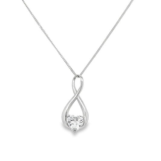 9ct White Gold Cubic Zirconia Heat Infinity Pendant
