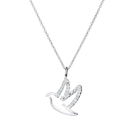 Sterling Silver Open CZ Holy Spirit Pendant