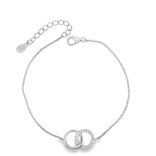 Sterling Silver CZ & Polished Partnership Bracelet