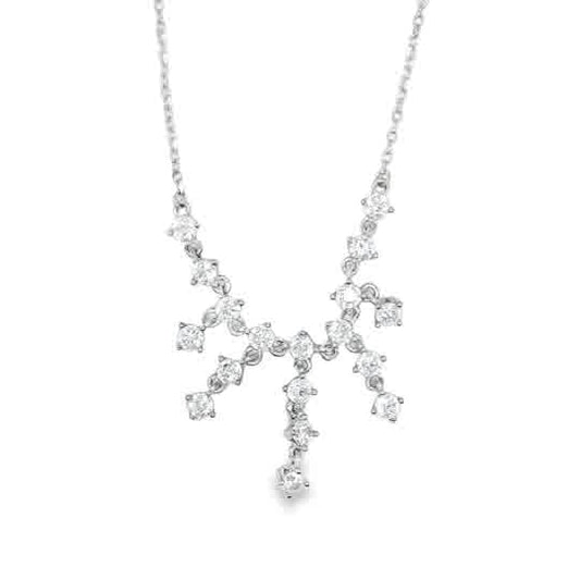 Sterling Silver CZ Scatter Necklet