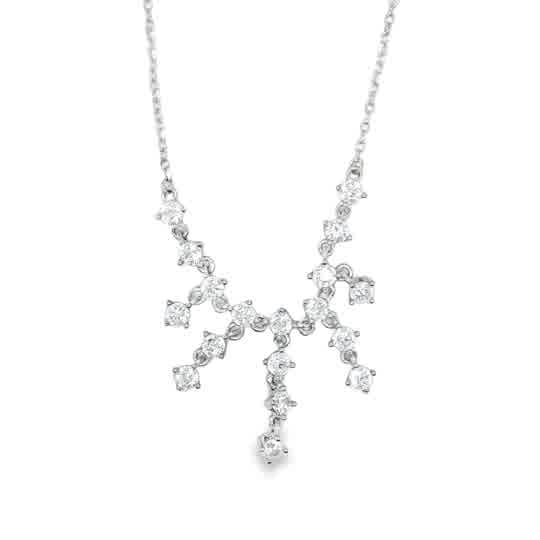 Sterling Silver CZ Scatter Necklet