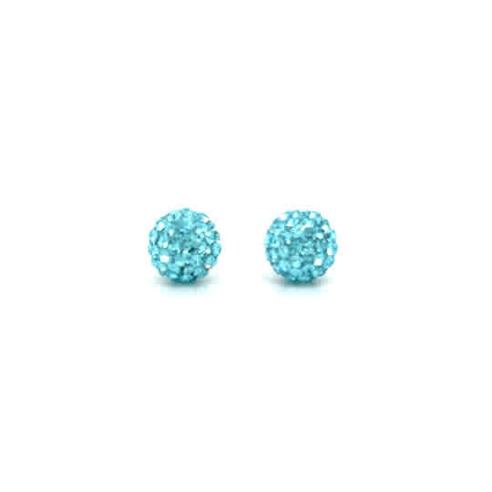 Sterling Silver CZ Light Blue Disco Ball
