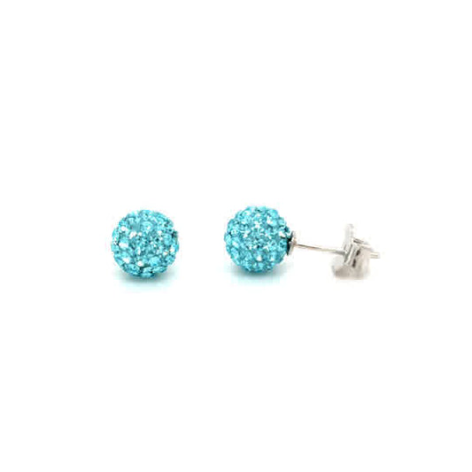 Sterling Silver CZ Light Blue Disco Ball
