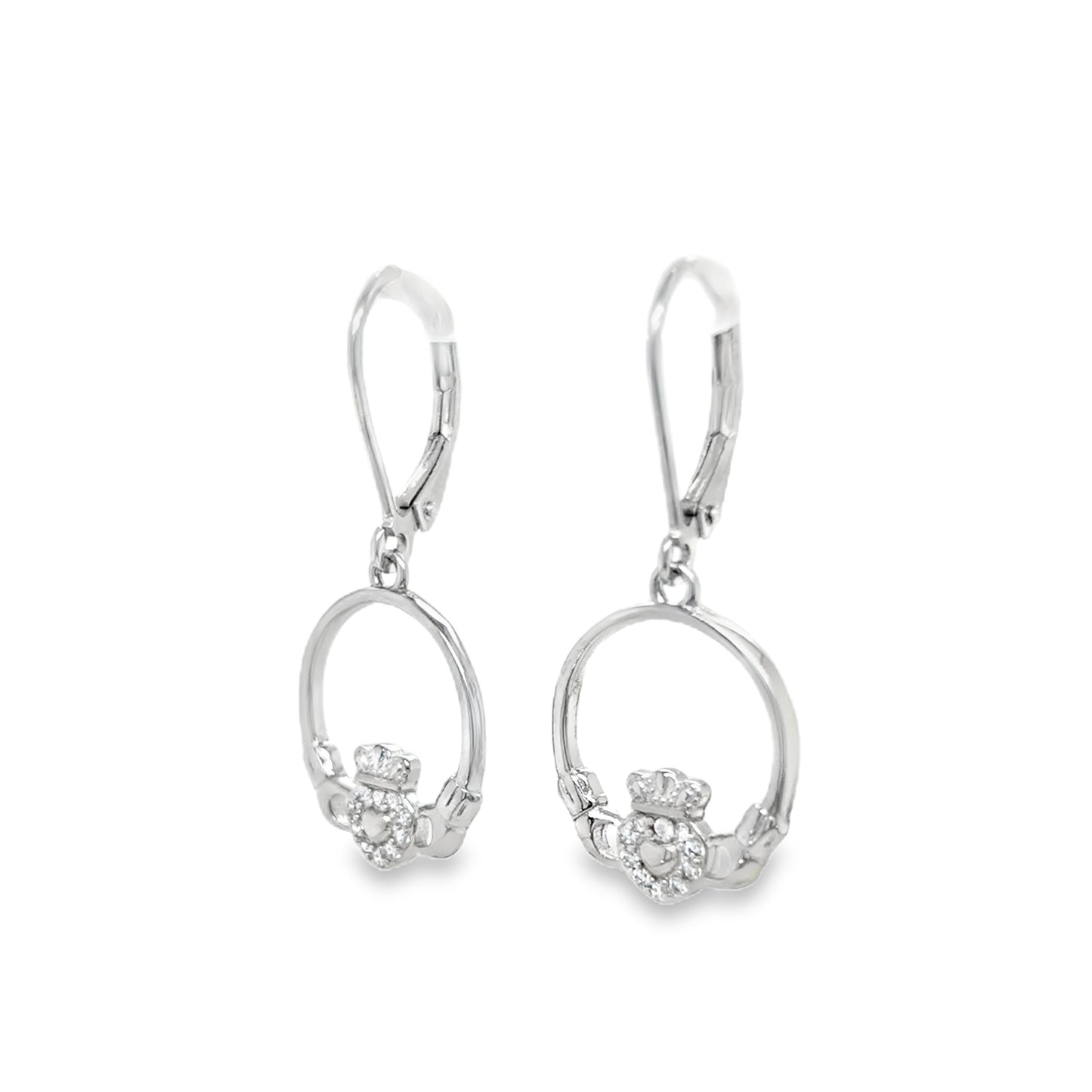 Sterling SIlver Open Claddagh Circle Hinge Earrings
