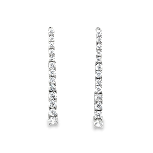Sterling SIlver CZ Long Drop Earrings