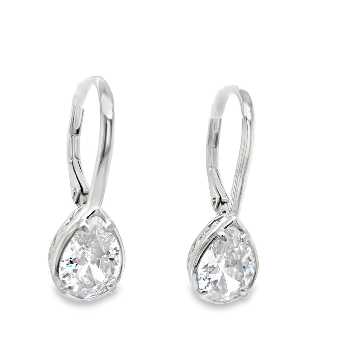 Sterling SIlver CZ Pear Earrings