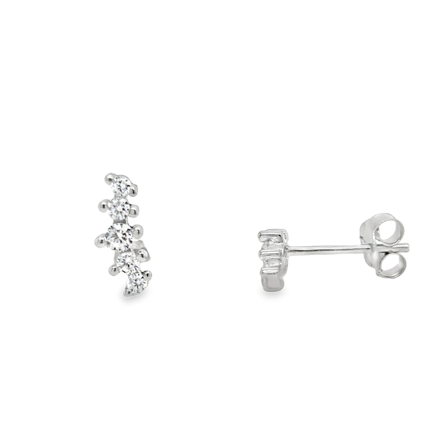 Sterling Silver Cz Climber Earrings