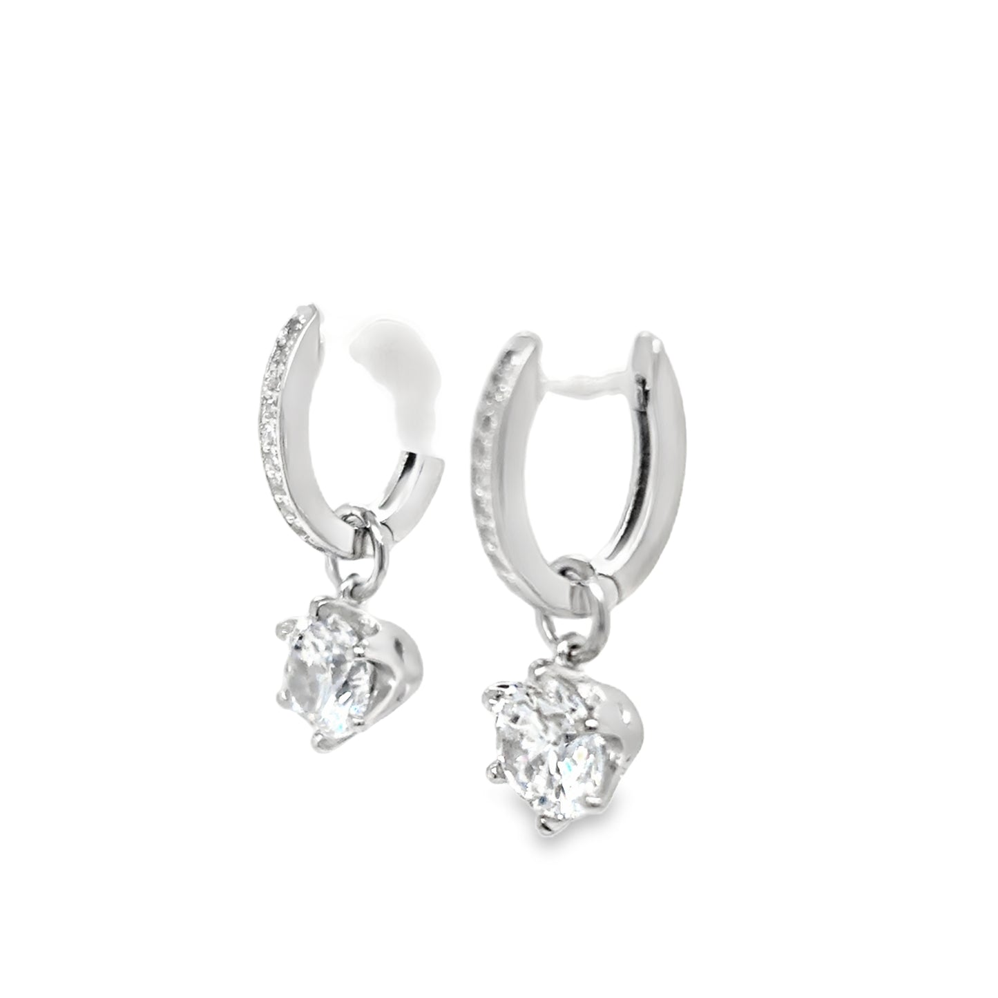 Sterling Silver Cz Drop Earrings